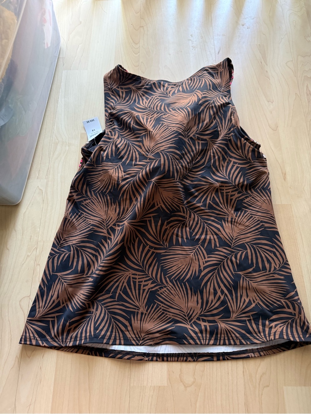 Black & Brown Tropical Palm Print Sleeveless Top